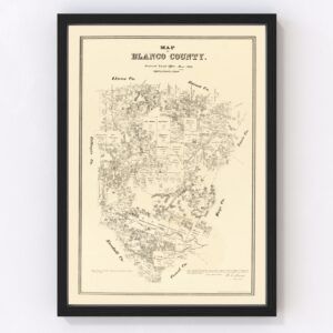 Vintage Map of Blanco County, Texas 1879