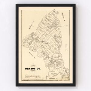 Vintage Map of Brazos County, Texas 1897