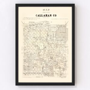 Vintage Map of Callahan County, Texas 1880
