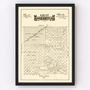 Vintage Map of Gray County, Texas 1888