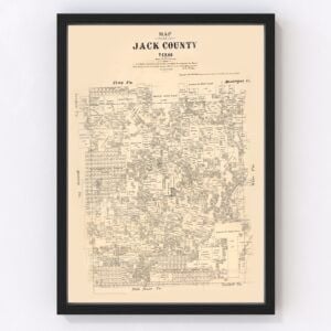 Vintage Map of Jack County, Texas 1879