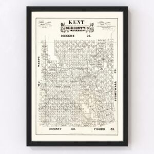 Vintage Map of Kent County, Texas 1888