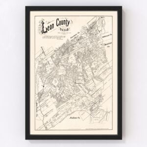 Vintage Map of Leon County, Texas 1879