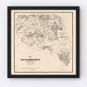 Vintage Map of Nacogdoches County, Texas 1881