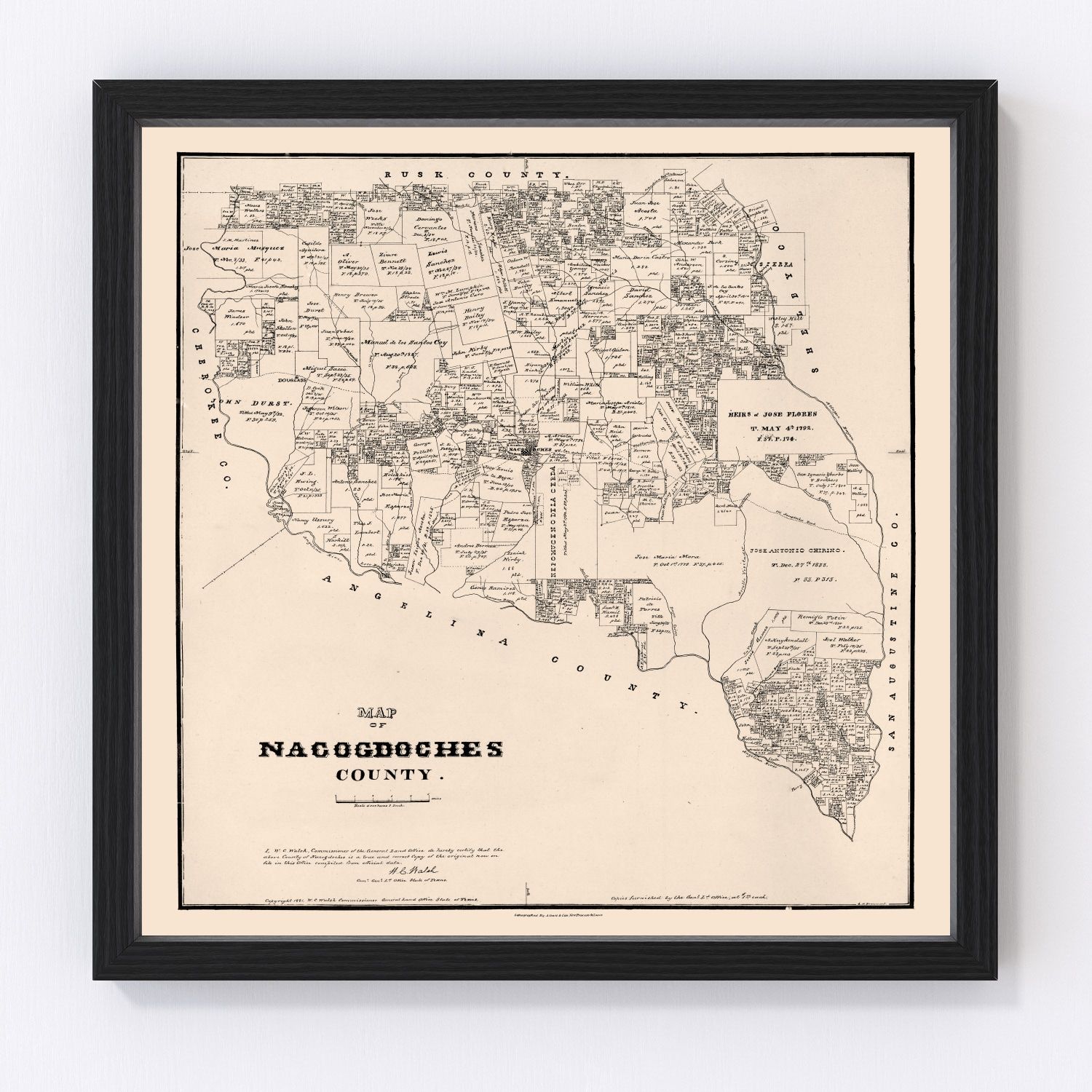 Vintage Map Of Nacogdoches County Texas 1881 By Ted S Vintage Art