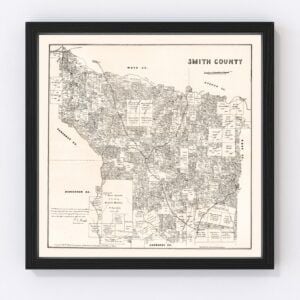 Vintage Map of Smith County, Texas 1880