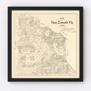 Vintage Map of Van Zandt County, Texas 1884