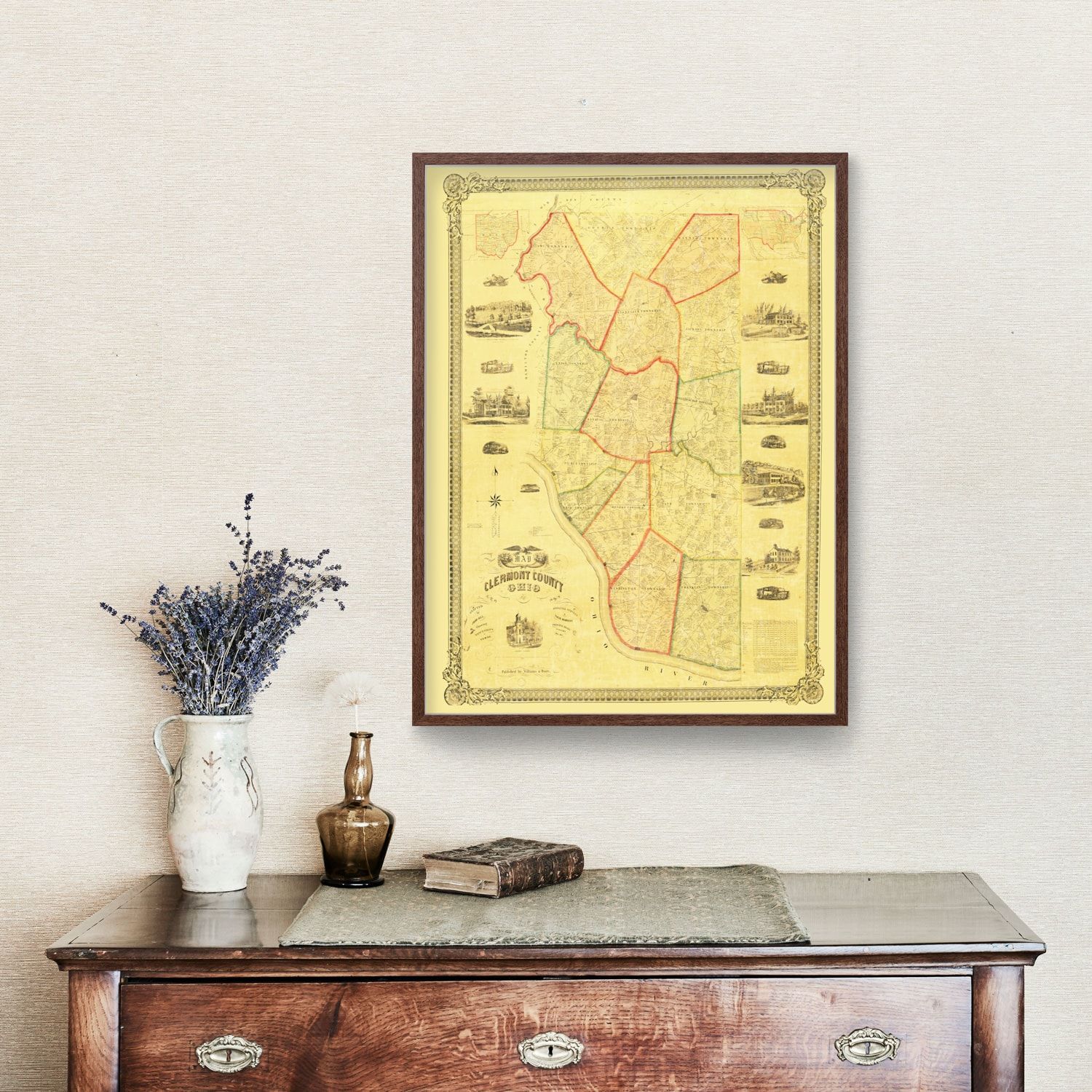 Vintage Map Of Clermont County, Ohio 1857 By Ted's Vintage Art