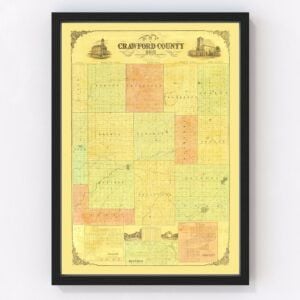Vintage Map of Crawford County, Ohio 1850