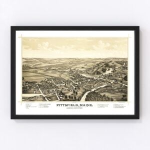 Vintage Map of Pittsfield, Maine 1889
