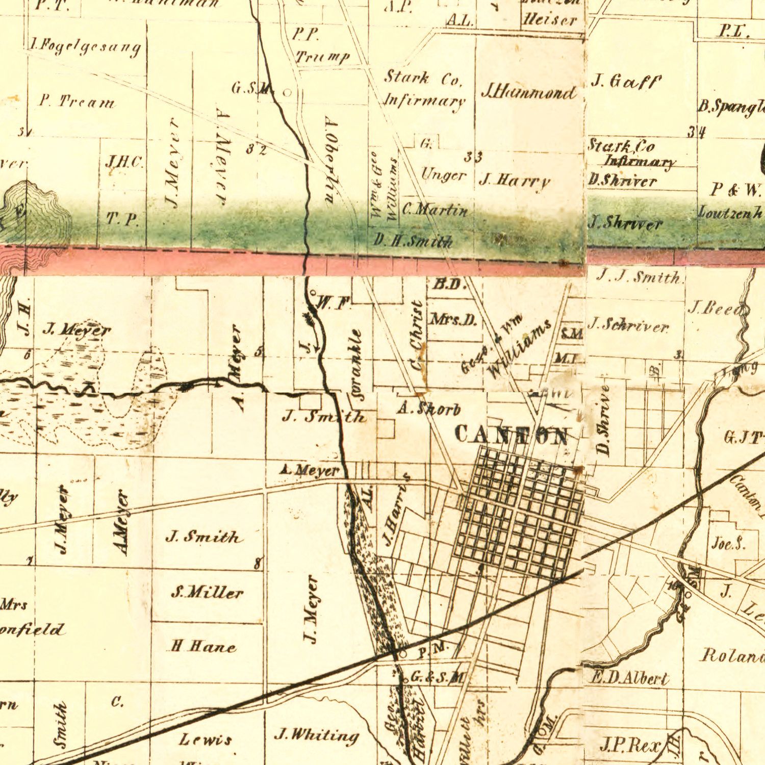 Vintage Map of Stark County, Ohio 1850 18