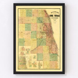 Vintage Map of Dupage County, Illinois 1890
