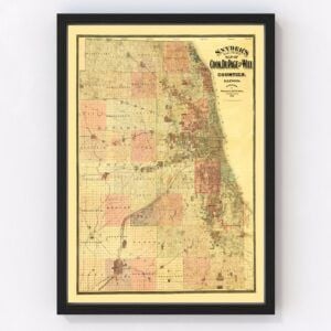 Vintage Map of Cook County, Illinois 1898