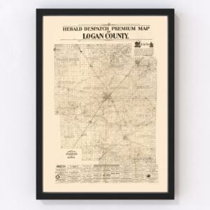 Vintage Map of Logan County, Illinois 1893