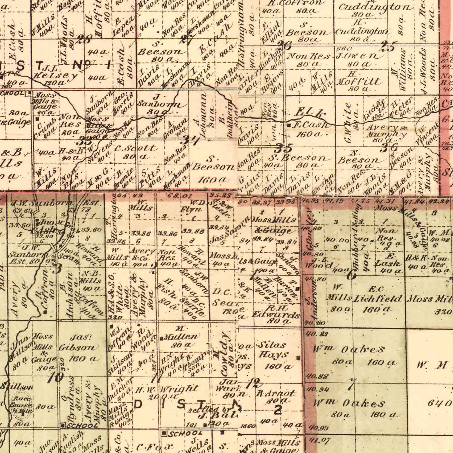 Vintage Map Of Sanilac County, Michigan 1876 By Ted's Vintage Art