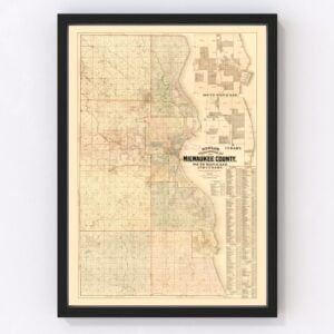 Vintage Map of Milwaukee County, Wisconsin 1893