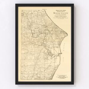 Vintage Map of Racine County, Wisconsin 1893