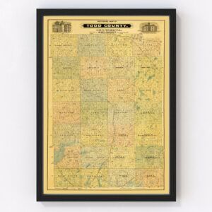 Vintage Map of Todd County, Minnesota 1890