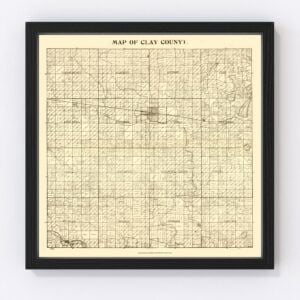Vintage Map of Clay County, Iowa 1896