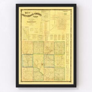 Vintage Map of Jefferson County, Iowa 1871