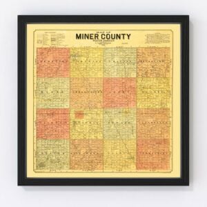 Vintage Map of Miner County, South Dakota 1898