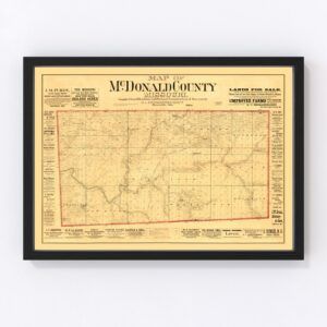 Vintage Map of McDonald County, Missouri 1884