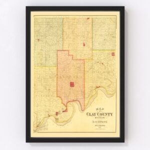 Vintage Map of Clay County, Missouri 1887