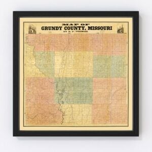 Vintage Map of Grundy County, Missouri 1890