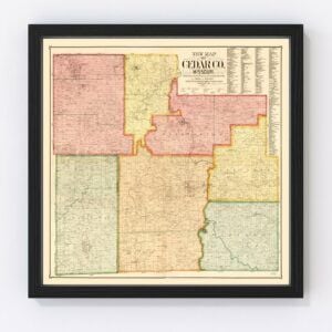 Vintage Map of Cedar County, Missouri 1897