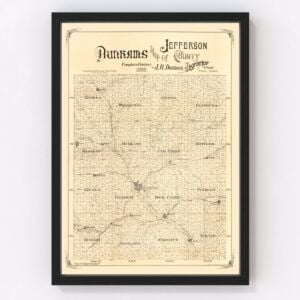 Vintage Map of Jefferson County, Nebraska 1889