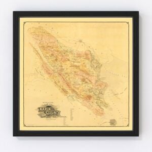 Vintage Map of Marin County, California 1892