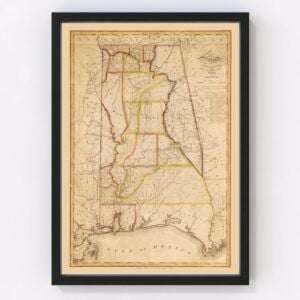 Vintage Map of Alabama, 1818
