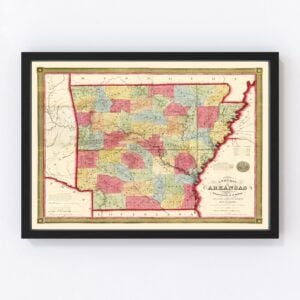 Vintage Map of Arkansas, 1852