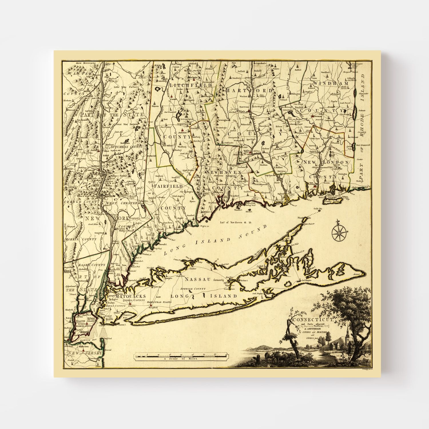 Vintage Map of Connecticut, 1780