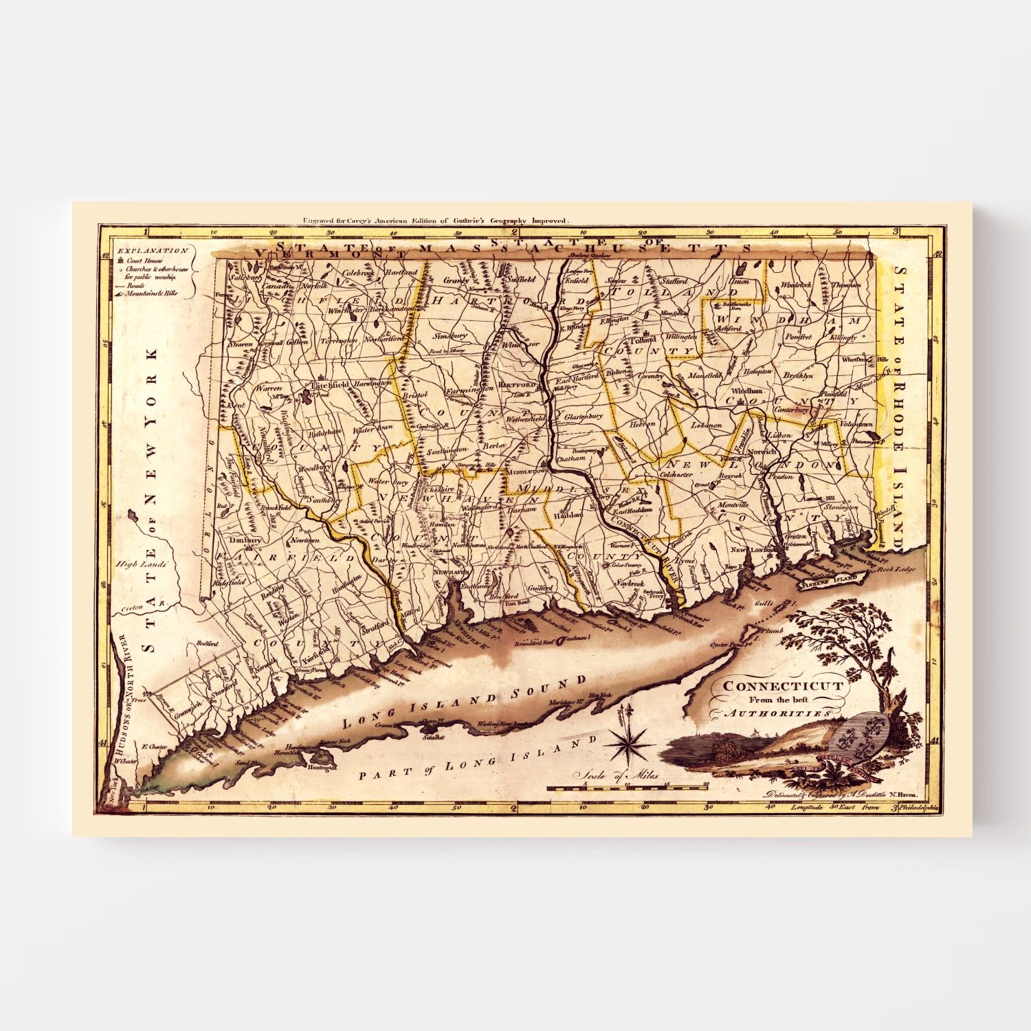 Vintage Map of Connecticut, 1795 5