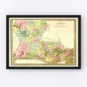 Vintage Map of Louisiana, 1848