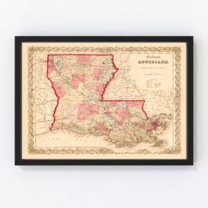 Vintage Map of Louisiana, 1855