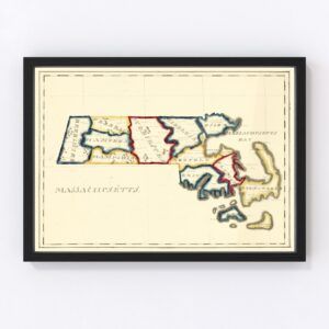 Vintage Map of Massachusetts, 1820