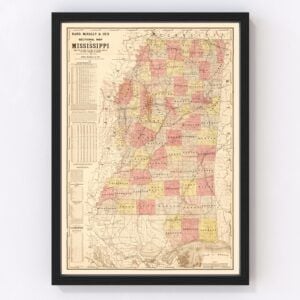 Vintage Map of Mississippi, 1892