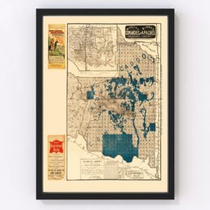 Vintage Map of Oklahoma, 1890