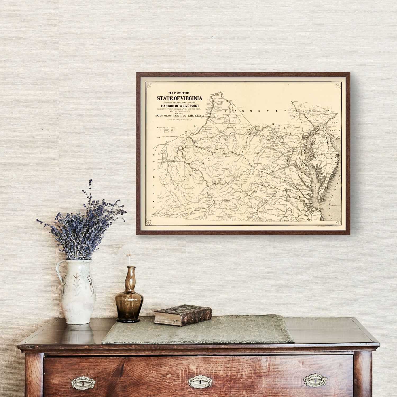 Vintage Map of Virginia, 1875 by Ted's Vintage Art