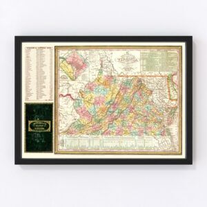 Vintage Map of Virginia, 1834