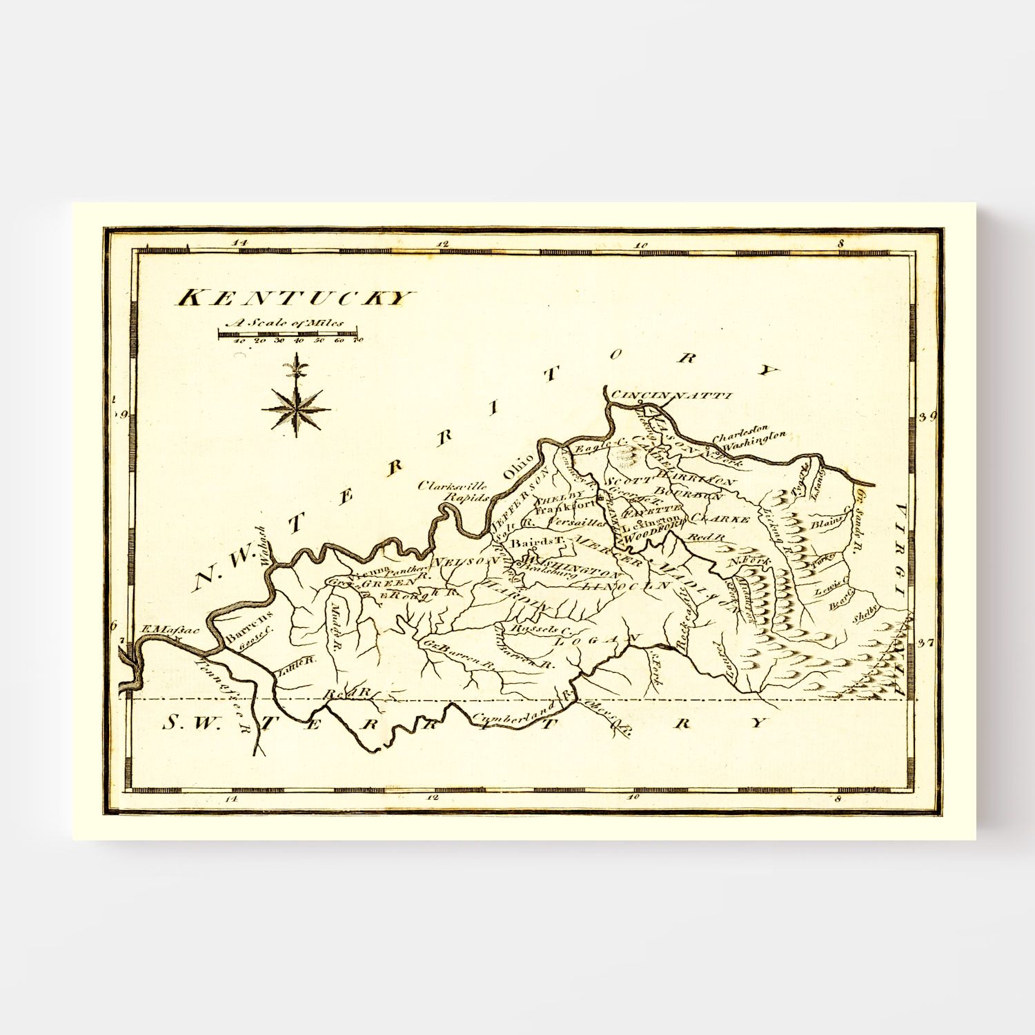 Vintage Map of Kentucky, 1795 17