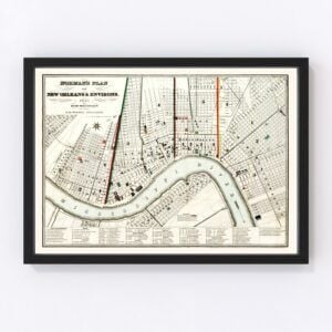 Vintage Map of New Orleans, Louisiana 1845