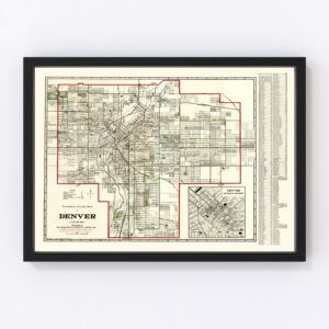 Vintage Map of Denver, Colorado 1920
