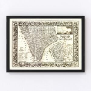 Vintage Map of New York City, New York 1836