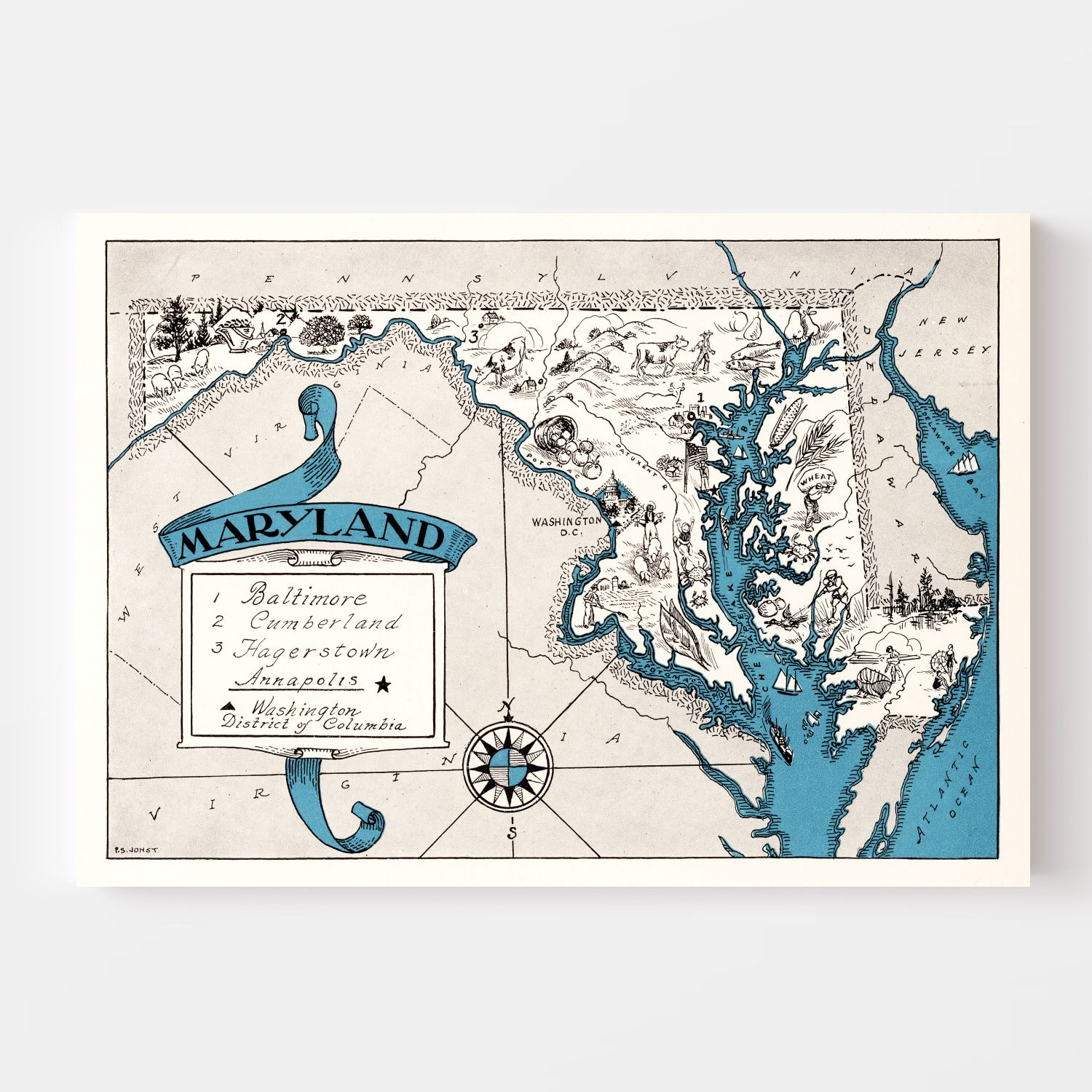 Vintage Map of Maryland, 1931
