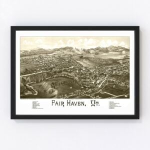 Vintage Map of Fair Haven, Vermont 1886
