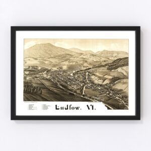Vintage Map of Ludlow, Vermont 1885