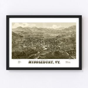 Vintage Map of Middlebury, Vermont 1886